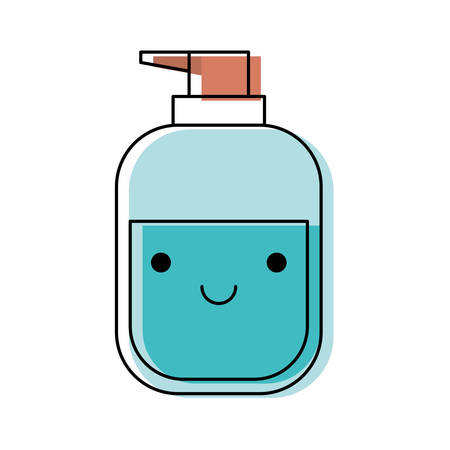liquid soap bottle dispenser in colorful watercolor silhouette vector illustrationのイラスト素材