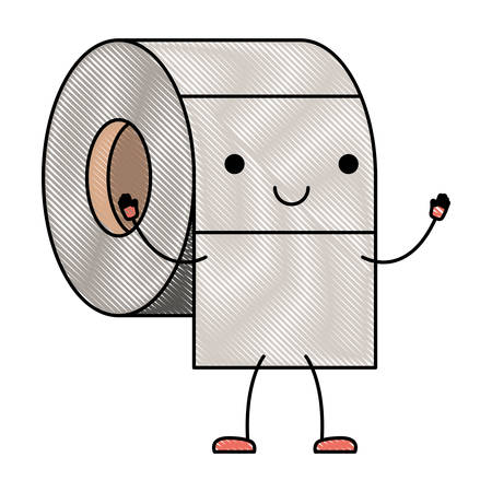 cartoon toilet paper roll in colored crayon silhouette vector illustrationのイラスト素材