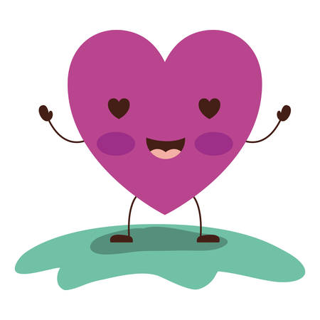 heart character  in enamored expression in colorful silhouette vector illustrationのイラスト素材