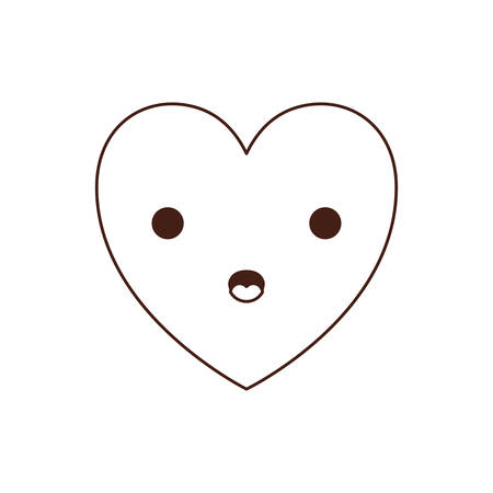 Heart in surprised expression in brown contour vector illustration.のイラスト素材