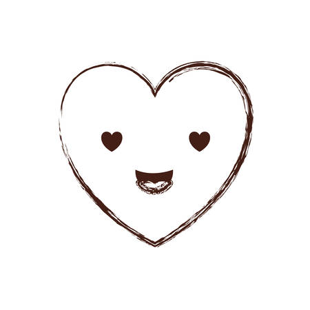heart in enamored expression in brown blurred contour vector illustrationのイラスト素材