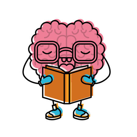 brain cartoon expression mind intelligence neurology fun caricature comic graphic vector illustrationのイラスト素材