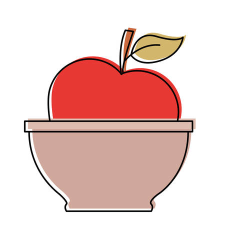 apple fruit natural health agriculture bowl vitamin vector illustrationのイラスト素材