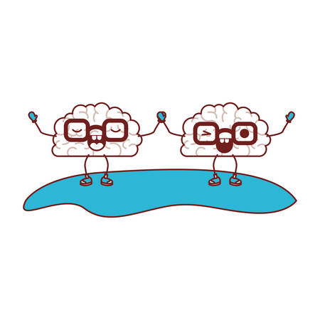 Comic brains couple vector illustration designのイラスト素材