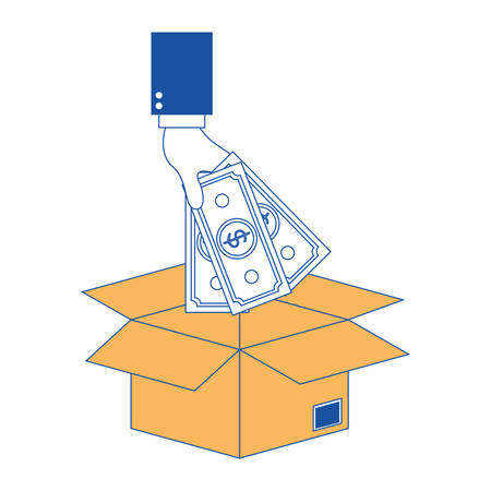 hand saver depositing bills in box icon vector illustration designのイラスト素材