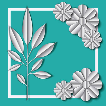 flower and leafs frame decoration vector illustration designのイラスト素材