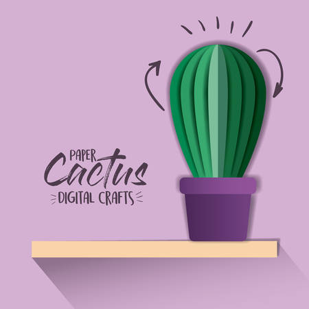 paper cactus digital craft vector illustration designのイラスト素材