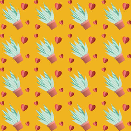 Hearts pattern with cactus plant vector illustration designのイラスト素材