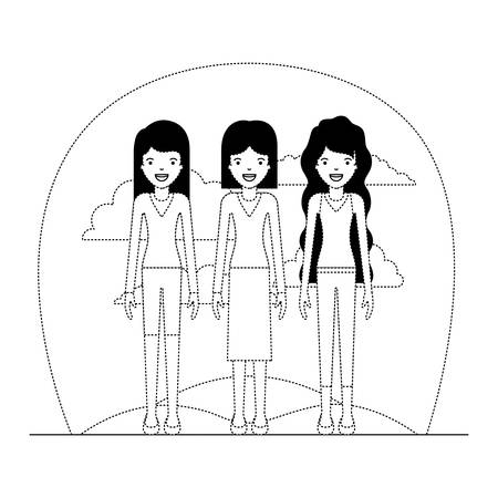 group of elegant women in the field avatars vector illustration designのイラスト素材