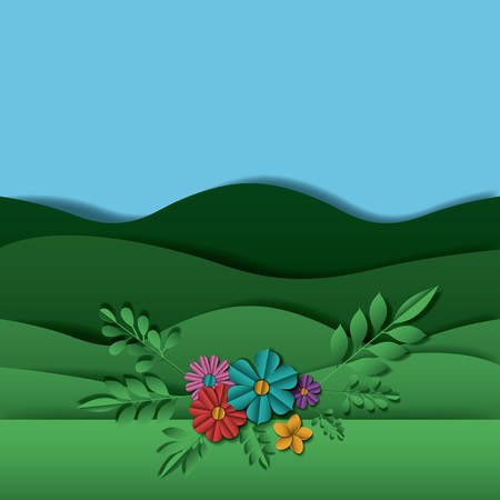 field landscape digital crafts vector illustration designのイラスト素材