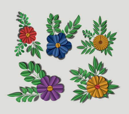 cute flowers set icons vector illustration designのイラスト素材