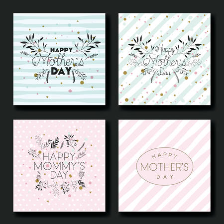 Mothers day hand made font postcards set. Vector illustration design.のイラスト素材