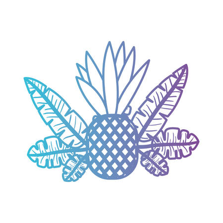 A pineapple fresh fruit with leafs frame vector illustration designのイラスト素材