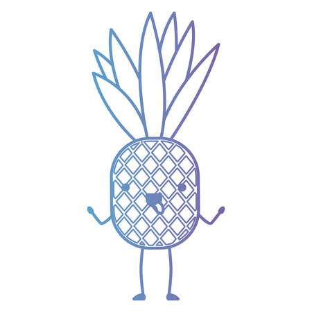 pineapple fresh fruit kawaii character vector illustration designのイラスト素材