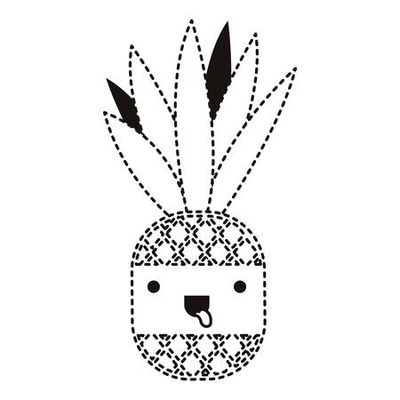 pineapple fresh fruit character vector illustration designのイラスト素材