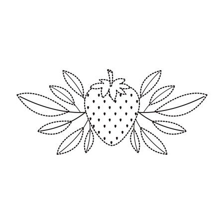 strawberries fresh fruit with leafs frame vector illustration designのイラスト素材