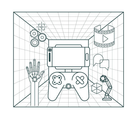virtual reality technology set icons vector illustration designのイラスト素材