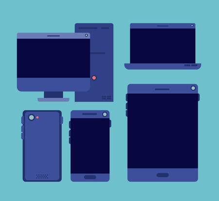 virtual reality technology set icons vector illustration designのイラスト素材