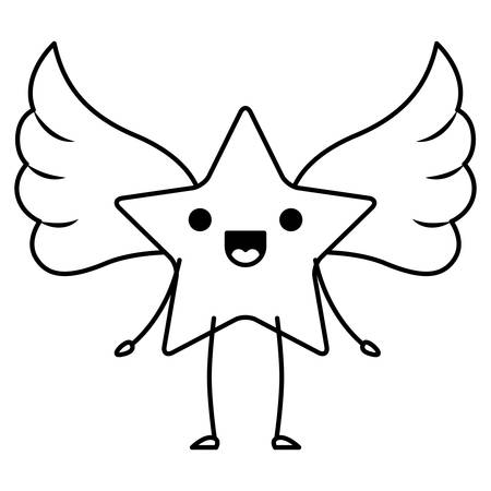 A cute star with wings character vector illustration designのイラスト素材