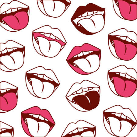 Lips with tongue out seamless pattern backgroundのイラスト素材