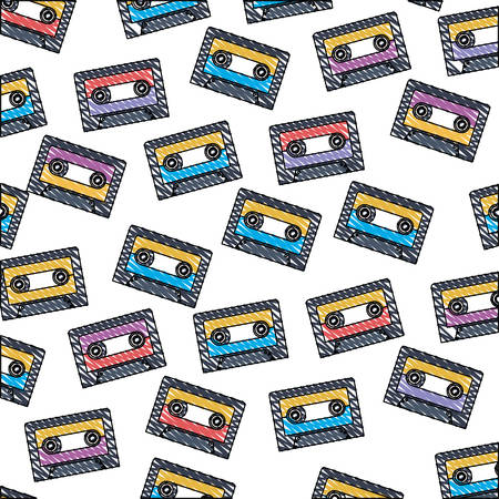 retro cassette pattern background vector illustration designのイラスト素材