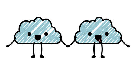 Cute clouds kawaii characters vector illustration design.のイラスト素材