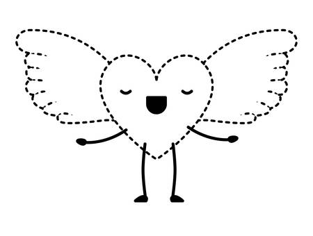 Cute heart love with wings character vector illustration designのイラスト素材
