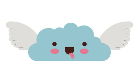 cute cloud with wings kawaii character vector illustration designのイラスト素材