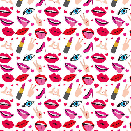 pop art stickers set icons vector illustration designのイラスト素材