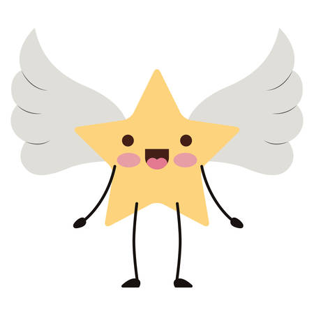 cute star with wings  character vector illustration designのイラスト素材