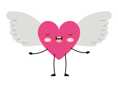 cute heart love with wings  character vector illustration designのイラスト素材