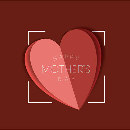 happy mother's day with heart card vector illustration designのイラスト素材