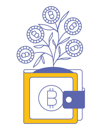 wallet with plant of bitcoins vector illustration designのイラスト素材