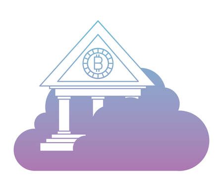 cloud computing with bank bitcoin money vector illustration designのイラスト素材