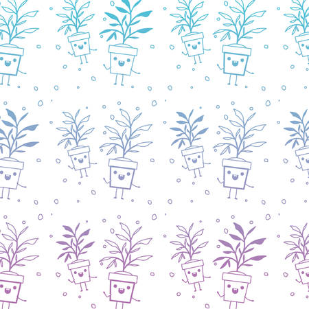 house plant in pot character pattern vector illustration designのイラスト素材