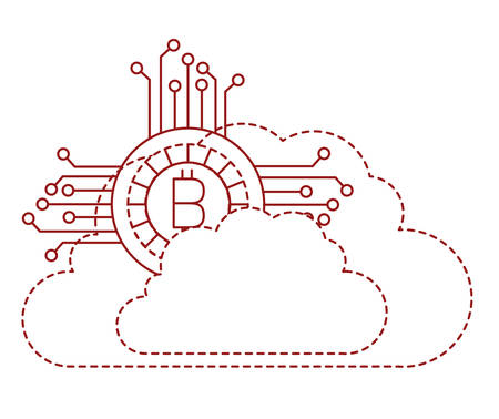 Cloud computing with circuit bitcoin money vector illustration designのイラスト素材