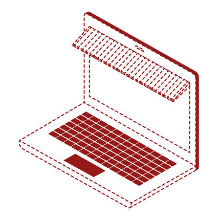 Laptop computer with parasol isometric vector illustration designのイラスト素材