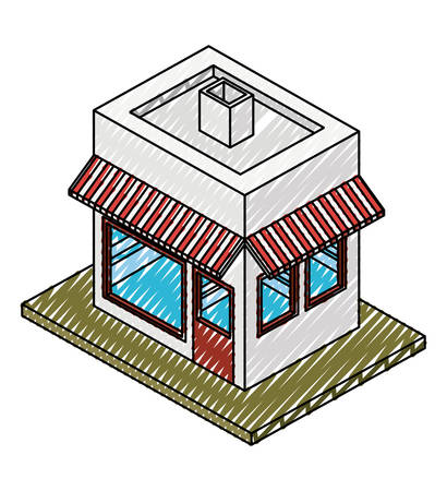 Store building isometric icon vector illustration designのイラスト素材