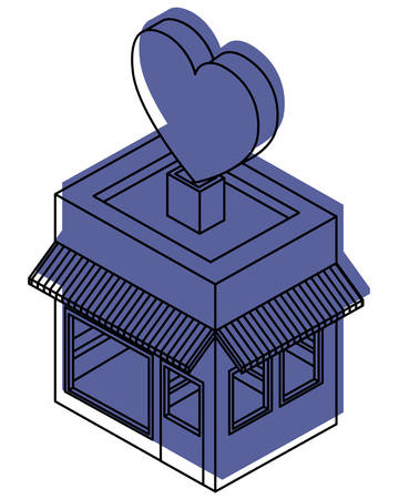 store building with heart vector illustration designのイラスト素材