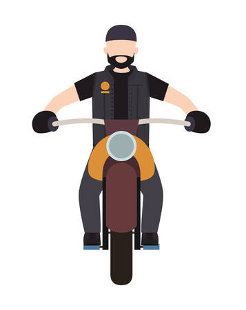 biker in the classic motorcycle character vector illustration designのイラスト素材