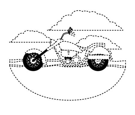 retro motorcycle classic in the road scene vector illustration designのイラスト素材