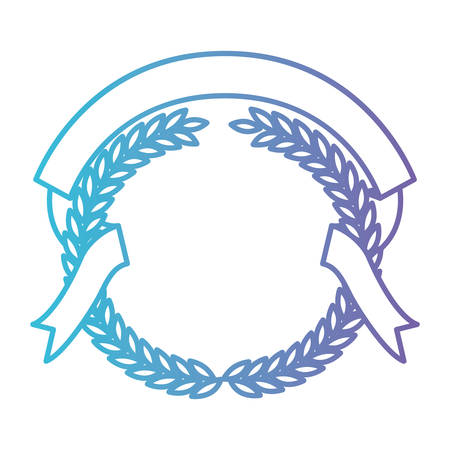 olive branches and ribbon interlace in color gradient silhouette from purple to blue vector illustrationのイラスト素材