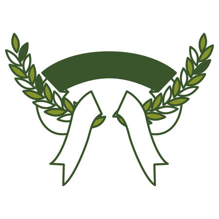 green olive branches and thick ribbon interlace vector illustrationのイラスト素材