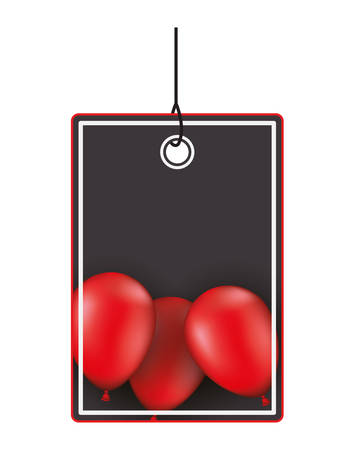 A tag hanging with party balloons air vector illustration designのイラスト素材