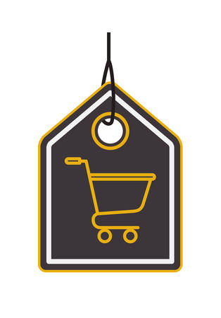 Commercial hang tag with shopping cart hanging vector illustration designのイラスト素材