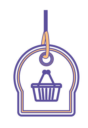 commercial hangtag with shopping basket hanging vector illustration designのイラスト素材