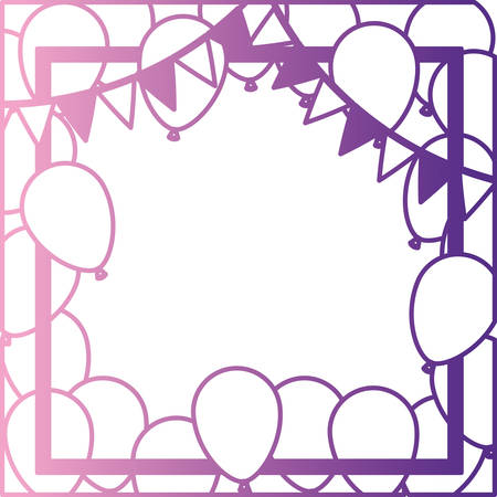 balloons air party with garlands decorative frame vector illustration designのイラスト素材