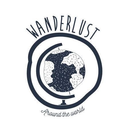 white background wanderlust with globe earth object inside vector illustrationのイラスト素材