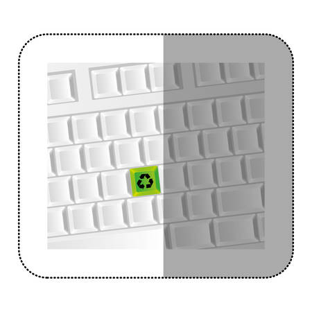 white computer keyboard with recycle symbol icon, vector illustraction designのイラスト素材