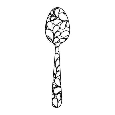 Silhouette spoon printed floral design vector illustrationのイラスト素材
